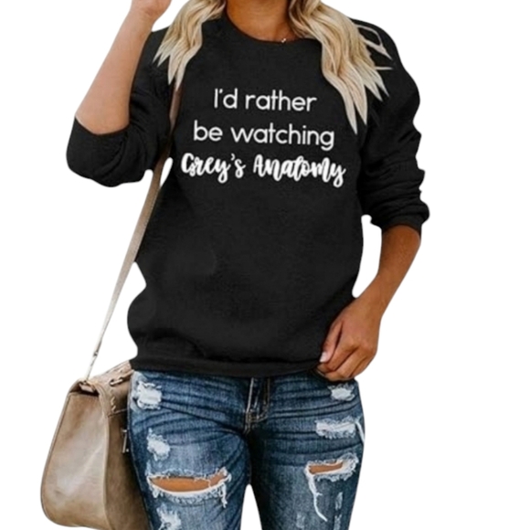 Tops - NWOT Grey's Anatomy Black Graphic Sweatshirt Size Medium A0114